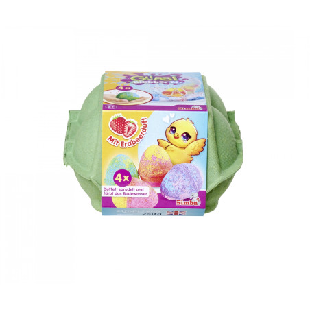 Glibbi Blubber Ei Badebomben – 4 sprudelnde Badekugeln für farbigen Badespaß (ab 3 J.)