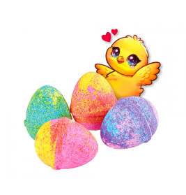 Glibbi Blubber Ei Badebomben – 4 sprudelnde Badekugeln für farbigen Badespaß (ab 3 J.)