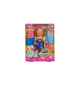 Simba Evi Love Fashion Puppe – Jeanskleid & 2 Wechsel-Outfits, 12cm, ab 3 Jahren