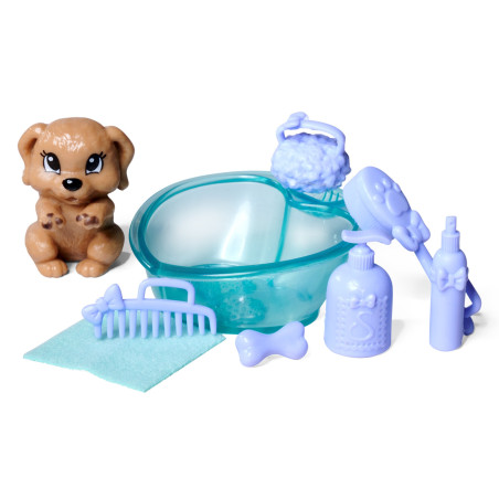 Simba Evi Love Dog Bath Puppenspielset – Evi Puppe, Hund & Badewanne, 12cm, 8 Teile