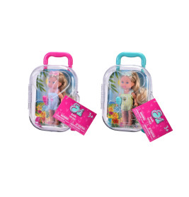 Evi Love Travel Puppe mit Koffer – 12cm, inkl. Badeanzug, Sonnenbrille & Eis (ab 3 J.)