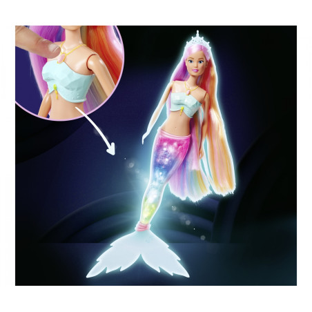 Steffi Love Magic Rainbow Mermaid – Funkelnde Meerjungfrauen-Puppe mit Licht