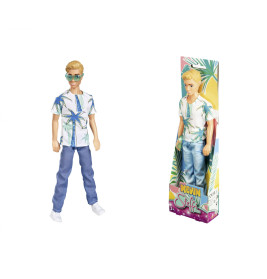 Simba Steffi Love Kevin Puppe – Palmenprint-Oberteil, Jeans, Sonnenbrille, 30cm