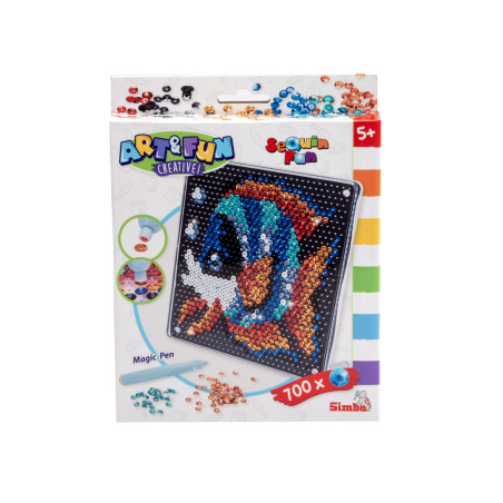Simba Art&Fun Sequin Fisch | Pailletten Bastelset 18x18 cm mit 700 Pailletten | Für Kinder ab 5 Jahren