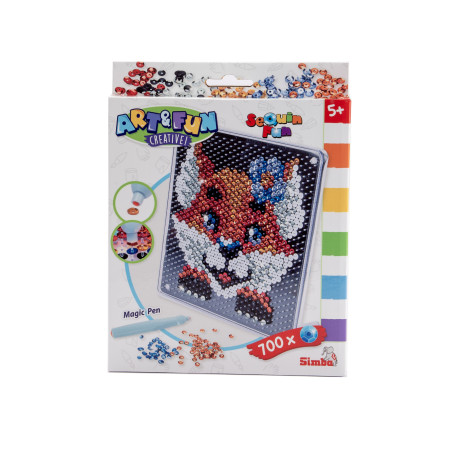 Simba Art&Fun Sequin Fuchs | Pailletten Bastelset 18x18 cm mit 700 Pailletten | Für Kinder ab 5 Jahren