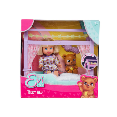 Evi Love Teddy Bed Set | Puppenbett mit Teddy | Simba Toys