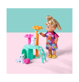 Simba Evi Love Cat Tree Set – Ankleidepuppe mit Katzenbaum & Zubehör – Ab 3 Jahren