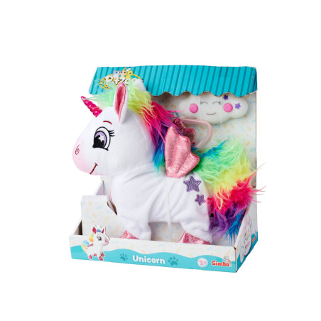 Simba Toys PetZoo Rainbow Unicorn Plüschtier – Kuscheltier mit Regenbogenmähne für Babys