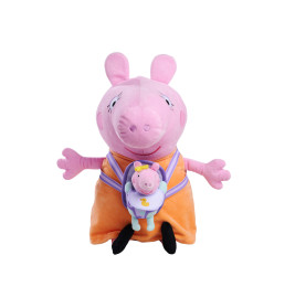 Simba Peppa Pig Mama Wutz Plüschfigur 33cm mit Baby & Tragetasche | Kuscheltier ab 0m+
