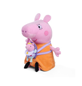 Simba Peppa Pig Mama Wutz Plüschfigur 33cm mit Baby & Tragetasche | Kuscheltier ab 0m+
