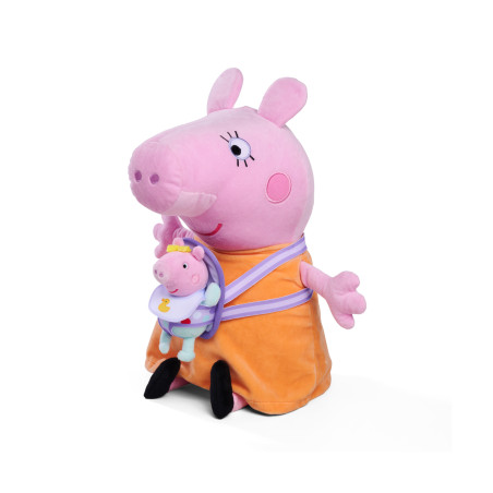 Simba Peppa Pig Mama Wutz Plüschfigur 33cm mit Baby & Tragetasche | Kuscheltier ab 0m+