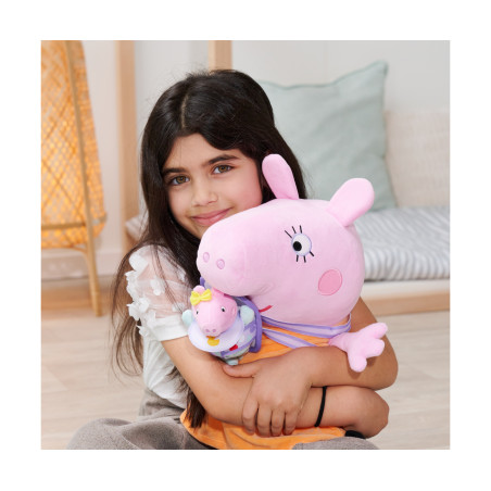 Simba Peppa Pig Mama Wutz Plüschfigur 33cm mit Baby & Tragetasche | Kuscheltier ab 0m+