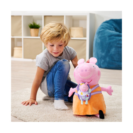 Simba Peppa Pig Mama Wutz Plüschfigur 33cm mit Baby & Tragetasche | Kuscheltier ab 0m+
