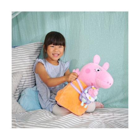 Simba Peppa Pig Mama Wutz Plüschfigur 33cm mit Baby & Tragetasche | Kuscheltier ab 0m+