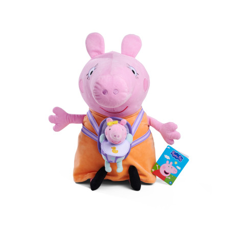 Simba Peppa Pig Mama Wutz Plüschfigur 33cm mit Baby & Tragetasche | Kuscheltier ab 0m+