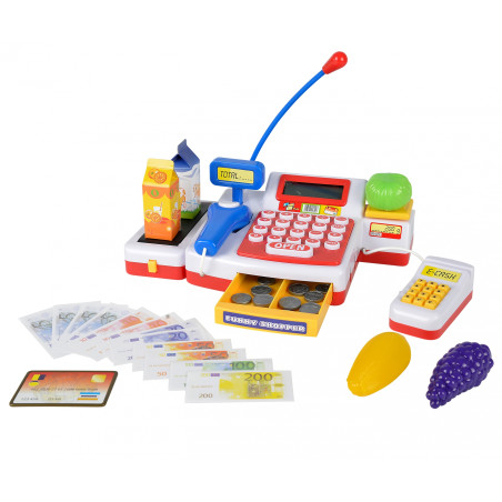 Simba Supermarktkasse mit Scanner – Spielkasse mit Rechner, Laufband & Zubehör | Ab 3 Jahren