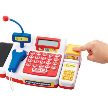 Simba Supermarktkasse mit Scanner – Spielkasse mit Rechner, Laufband & Zubehör | Ab 3 Jahren