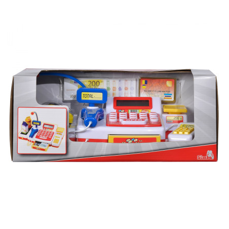 Simba Supermarktkasse mit Scanner – Spielkasse mit Rechner, Laufband & Zubehör | Ab 3 Jahren