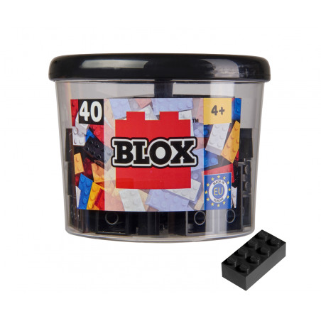 Simba Blox Bausteine 40 schwarze 8er Steine – Kreatives Bauen für Kinder ab 4 Jahren