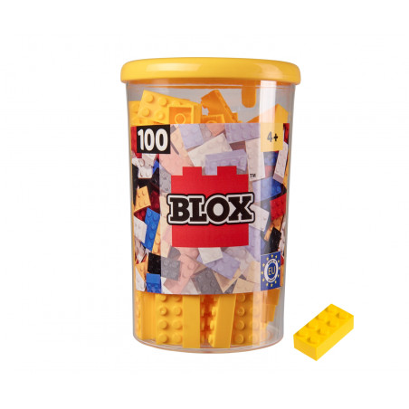 Simba Blox 100 gelbe 8er Steine in Dose – Kompatibel mit bekannten Herstellern
