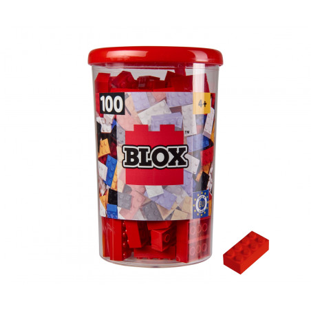 Simba Blox 100 rote 8er Steine in Dose – Kompatibel mit bekannten Herstellern