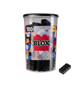 Simba Blox 100 schwarze 8er Steine in Dose – Kompatibel mit bekannten Bausteinen