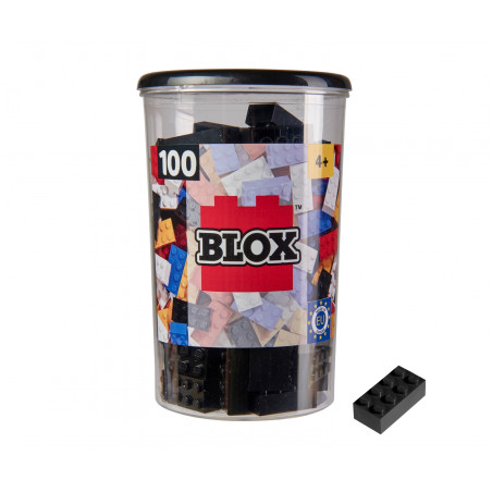Simba Blox 100 schwarze 8er Steine in Dose – Kompatibel mit bekannten Bausteinen