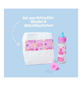 Simba New Born Baby First Nursing Set: Puppe mit Fütter-, Bade- & Wickelfunktion | Simba 105562487