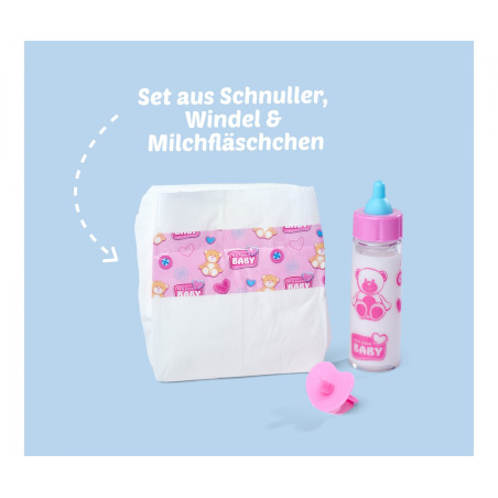 Simba New Born Baby First Nursing Set: Puppe mit Fütter-, Bade- & Wickelfunktion | Simba 105562487