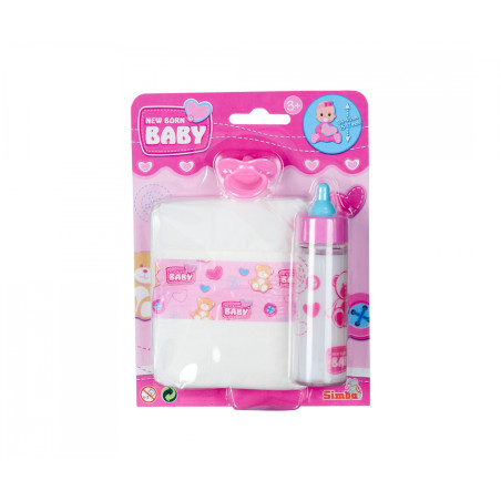 Simba New Born Baby First Nursing Set: Puppe mit Fütter-, Bade- & Wickelfunktion | Simba 105562487