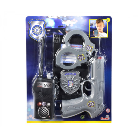 Simba Toys Polizei Basic Set | Rollenspiel mit Marke, Pistole, Funkgerät & Handschellen | Ab 3 Jahren