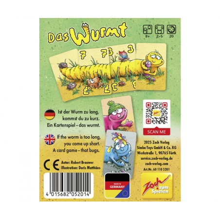 Zoch 'Das wurmt!' Kartenspiel – Spannendes Wurm-Wachstum: Strategie & Spielspaß für 2-5 Spieler! (4015682052014)