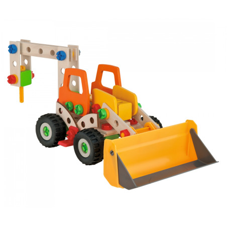 Eichhorn Constructor Radlader Baukasten 140 Teile | 6 Modelle bauen – Holzspielzeug ab 5 Jahren