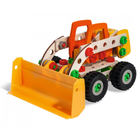 Eichhorn Constructor Radlader Baukasten 140 Teile | 6 Modelle bauen – Holzspielzeug ab 5 Jahren