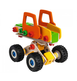 Eichhorn Constructor Radlader Baukasten 140 Teile | 6 Modelle bauen – Holzspielzeug ab 5 Jahren
