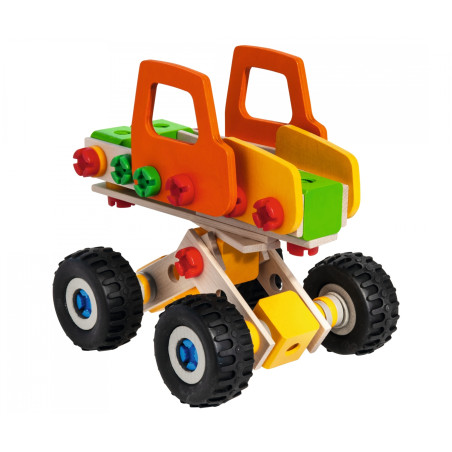 Eichhorn Constructor Radlader Baukasten 140 Teile | 6 Modelle bauen – Holzspielzeug ab 5 Jahren