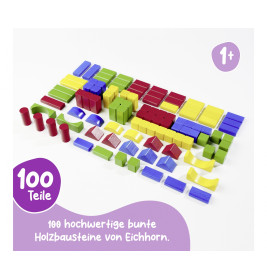 Eichhorn Holzbausteine Bunt 100 Stück – Nachhaltig & Made in Germany