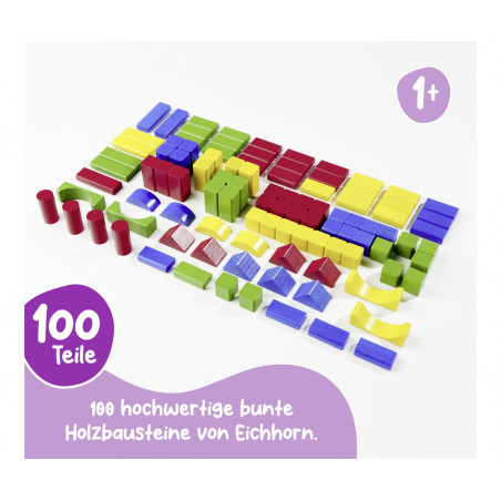 Eichhorn Holzbausteine Bunt 100 Stück – Nachhaltig & Made in Germany