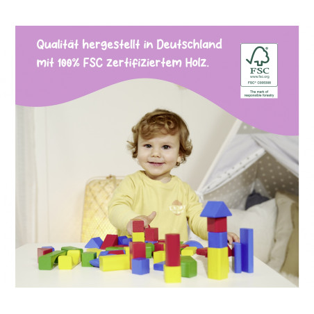 Eichhorn Holzbausteine Bunt 100 Stück – Nachhaltig & Made in Germany