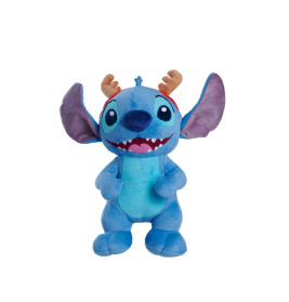 Blaue Plüschfigur mit großen Ohren, Geweih und breitem Lächeln, ähnlich Stitch aus Lilo & Stitch.
