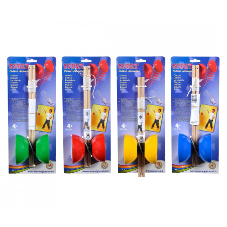 Androni Diabolo Kunststoff mit Holzstäben (3 Farben) | Jonglierspielzeug ab 4 J.