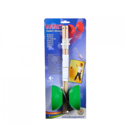 Androni Diabolo Kunststoff mit Holzstäben (3 Farben) | Jonglierspielzeug ab 4 J.