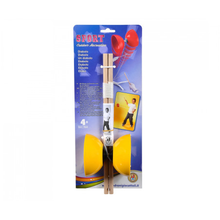 Androni Diabolo Kunststoff mit Holzstäben (3 Farben) | Jonglierspielzeug ab 4 J.