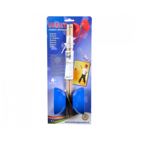 Androni Diabolo Kunststoff mit Holzstäben (3 Farben) | Jonglierspielzeug ab 4 J.