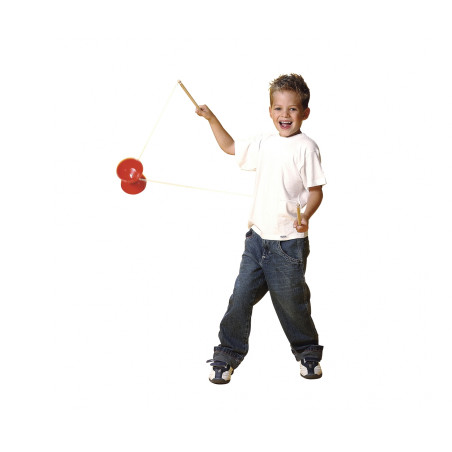 Androni Diabolo Kunststoff mit Holzstäben (3 Farben) | Jonglierspielzeug ab 4 J.