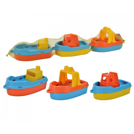 Simba Mini Boote 3er-Set – Badespielzeug aus schwimmfähigem Kunststoff, 15 cm