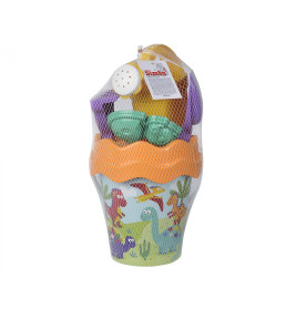 Androni Dino Sandspielzeug Eimergarnitur 6-teilig für Sandkasten & Strand – Sandspaß ab 1 Jahr