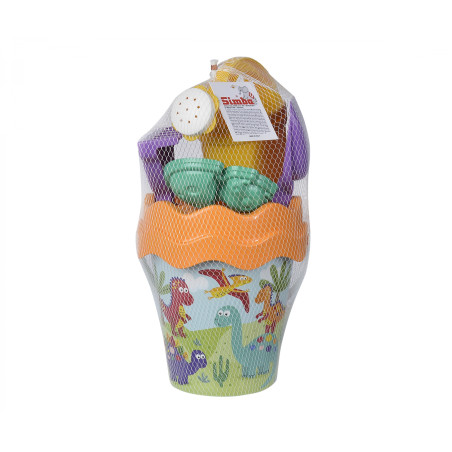 Androni Dino Sandspielzeug Eimergarnitur 6-teilig für Sandkasten & Strand – Sandspaß ab 1 Jahr