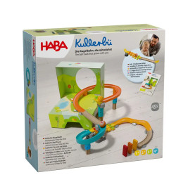 HABA Kullerbü Kugelbahn-Set mit bunten Schienenteilen, kindgerechtem Design, geeignet für Kinder von 2 bis 4 Jahren.