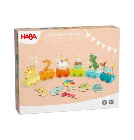 HABA-Geburtstagszug: Bunte Waggons, Tiere und Zahlen für Kinder ab 1 Jahr in einer Box.